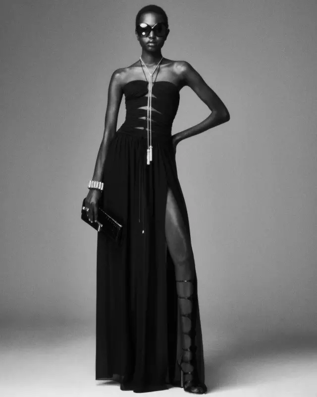 EVENING DRESS WITH DRAWSTRINGS AND CUT OUT DETAILS BLACK online